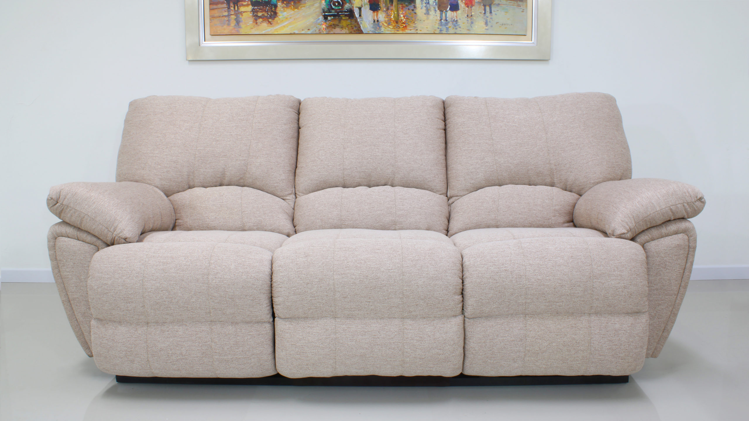 sofá reclinable nápoles 2 puestos verde claro + módulo consola